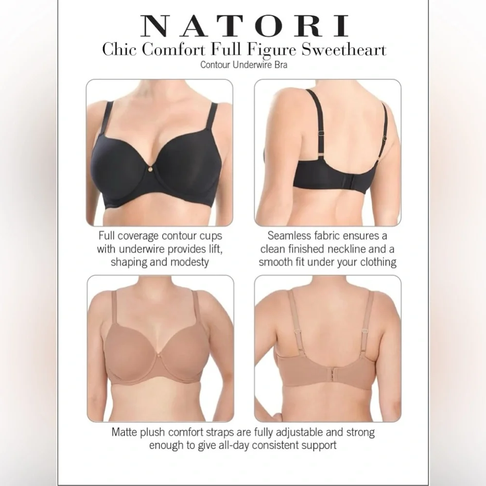 New NATORI 736096 Chic Comfort Full-Figure Contour Bra 38H - Picture 4 of 8